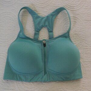 CALIA by Carrie Underwood Sports Bra Zip Front Racerback‎ Blue 34DD Gym Yoga